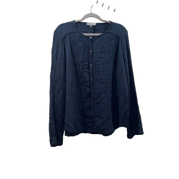 Michael Stars NWT Double Gauze Zia Button Down Top - Lake Blue - Size Large - Picture 5 of 15
